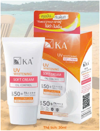 KA UV Whitening Soft Cream SPF 50+ PA++++ Kem Chống Nắng dành cho Da Dầu, Mụn